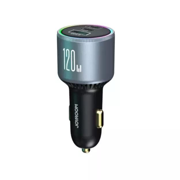 Joyroom JR-CCN07 car charger 120W 2xUSB-C USB-A + USB-C cable 100W - dark gray 11