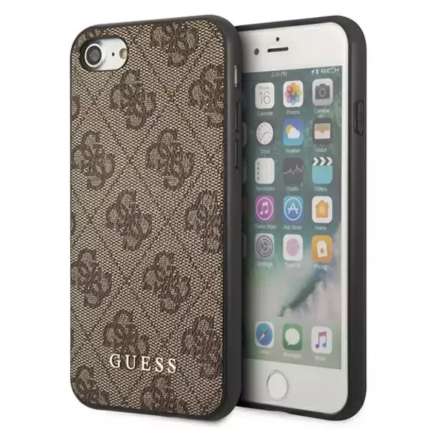 Guess 4G Metal Gold Logo Case for iPhone SE 2022 / 2020 / 7 / 8 - Brown