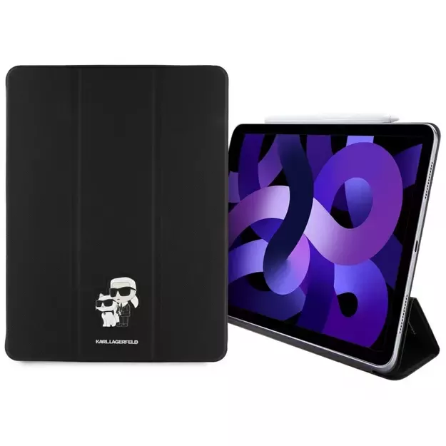 Karl Lagerfeld Saffiano Magnetic Karl &amp  Choupette iPad Air 13&quot  2024 Book Cover Case - Black