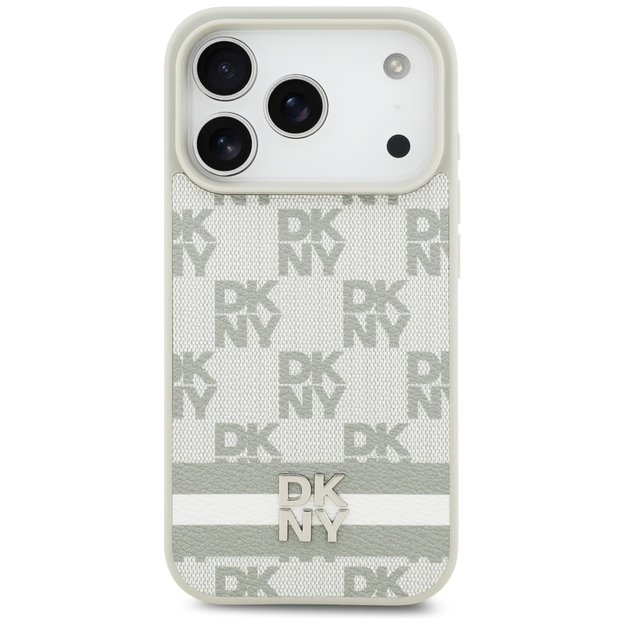 DKNY Checkered with Printed Stripes iPhone 17 Pro Case - Beige 2