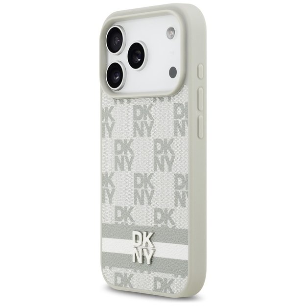 DKNY Checkered with Printed Stripes iPhone 17 Pro Case - Beige 1