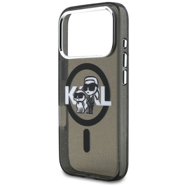 Karl Lagerfeld IML Glitter Karl &amp  Choupette Sketch Logo MagSafe Case for iPhone 17 Pro - Black 5
