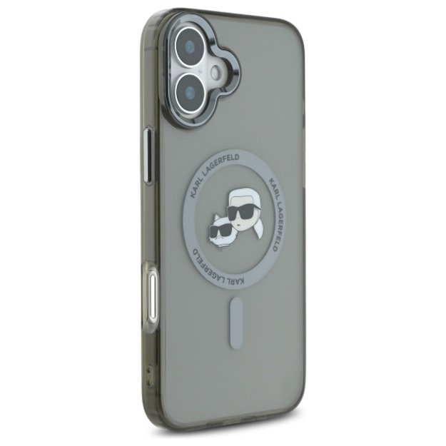 Karl Lagerfeld IML Metal Karl&amp Choupette Head MagSafe Case for iPhone 16 - Black 3
