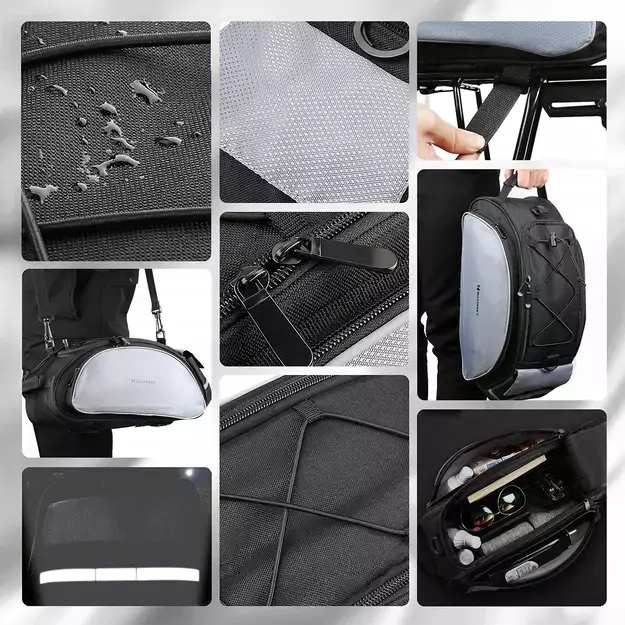 Wozinsky bike carrier bag with shoulder strap 13l black (WBB1BK) 1