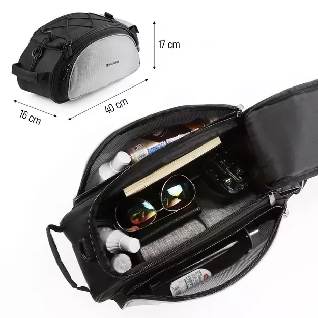 Wozinsky bike carrier bag with shoulder strap 13l black (WBB1BK) 3