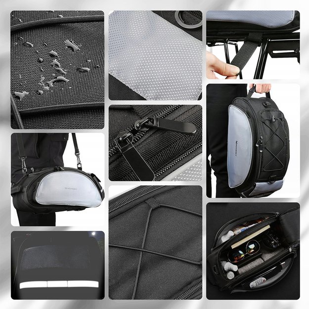 Wozinsky bike carrier bag with shoulder strap 13l black (WBB1BK) 15