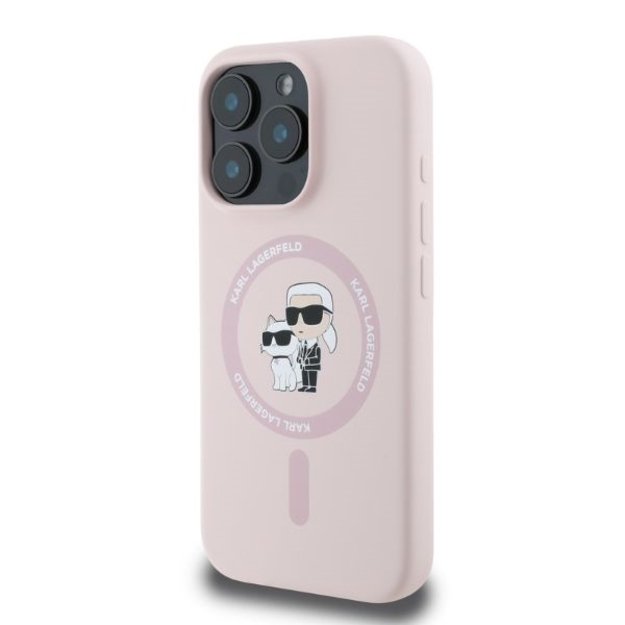 Karl Lagerfeld Silicone Karl&amp Choupette Heads MagSafe Case for iPhone 16 Pro Max - Pink 2