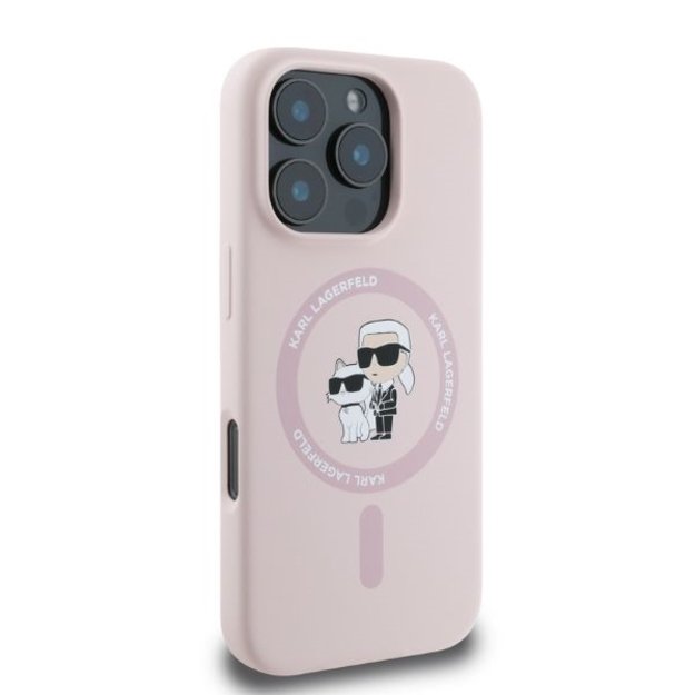 Karl Lagerfeld Silicone Karl&amp Choupette Heads MagSafe Case for iPhone 16 Pro Max - Pink 1