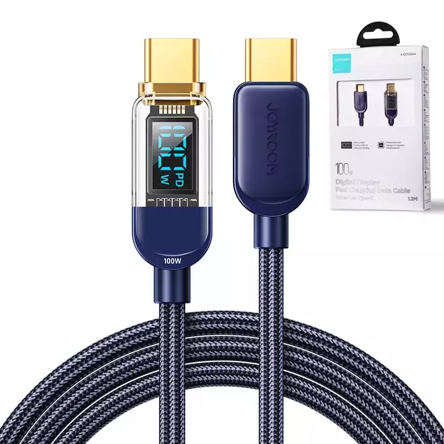 Joyroom A4 USB-C / USB-C 100W 1.2m Cable with Display - Blue 20