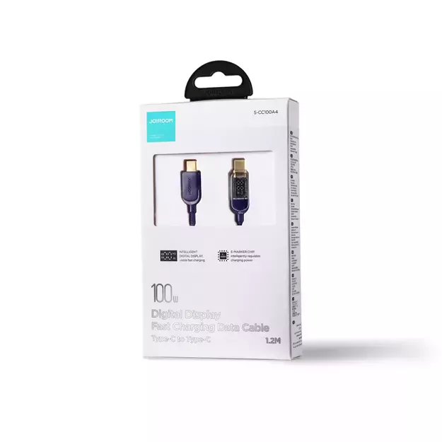 Joyroom A4 USB-C / USB-C 100W 1.2m Cable with Display - Blue 12