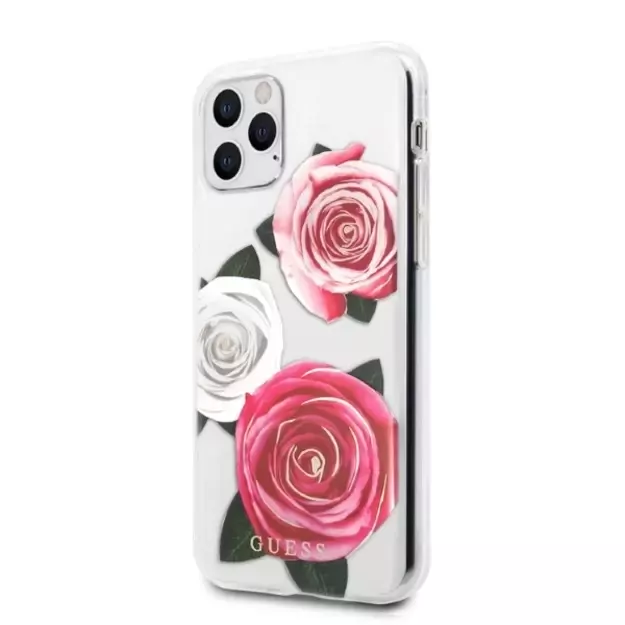 Guess GUHCN58ROSTRT iPhone 11 Pro transparent hardcase Flower Desire Pink & White Rose 7