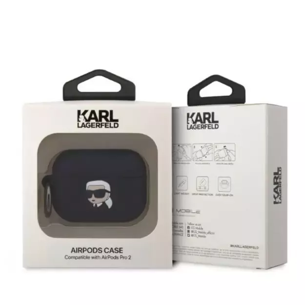 Karl Lagerfeld KLAP2RUNIKK AirPods Pro 2 cover black/black Silicone Karl Head 3D 3