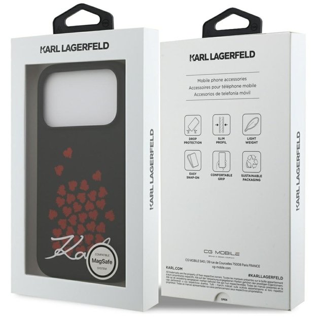 Karl Lagerfeld Silicone Heart Sign Logo MagSafe Case for iPhone 17 Pro - Black 7