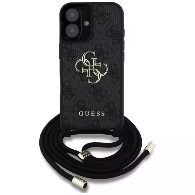 Guess 4G Big Logo Cord Stap Crossbody Case for iPhone 16 Black 7