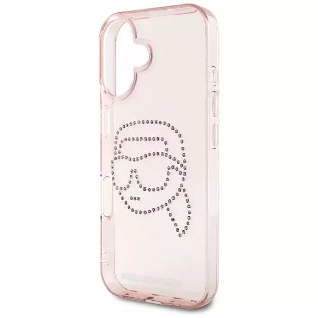 Karl Lagerfeld IML Rhinestones Karl Head iPhone 16 Case Pink 12