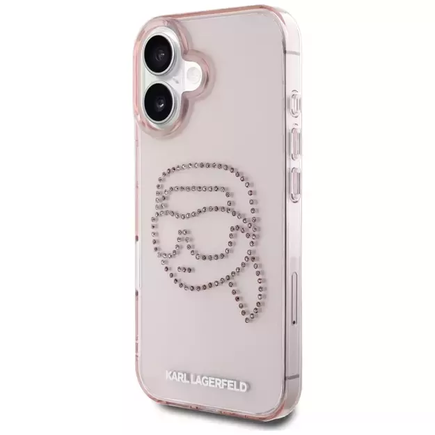 Karl Lagerfeld IML Rhinestones Karl Head iPhone 16 Case Pink 8