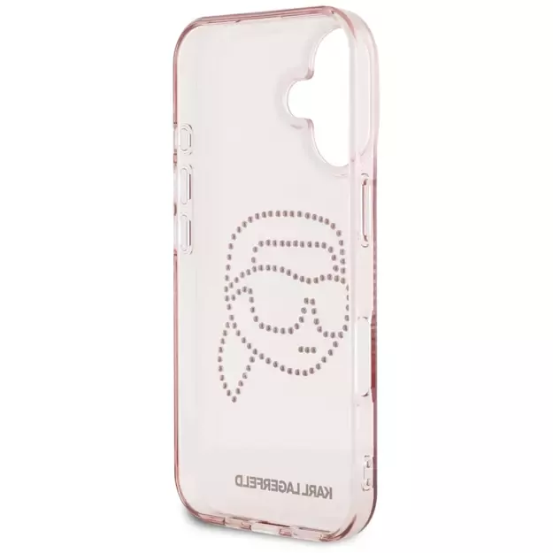 Karl Lagerfeld IML Rhinestones Karl Head iPhone 16 Case Pink 13