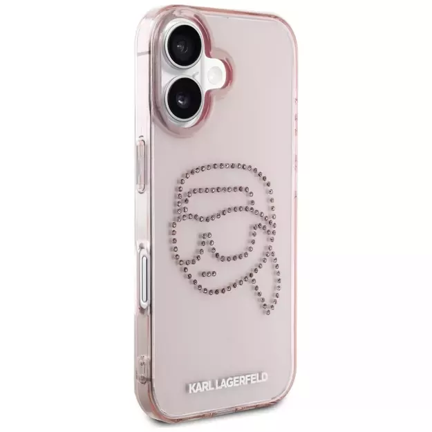 Karl Lagerfeld IML Rhinestones Karl Head iPhone 16 Case Pink 10