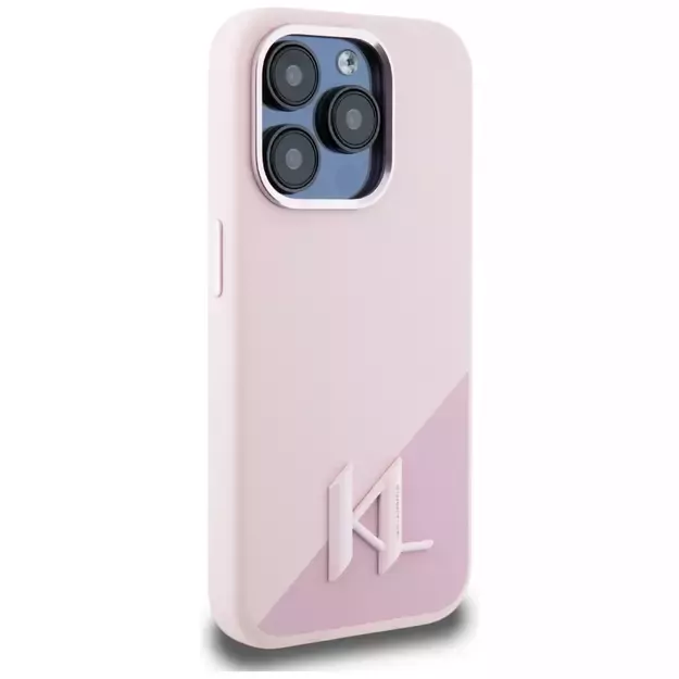Karl Lagerfeld Silicone Shadow Metal Initial MagSafe Case for iPhone 15 Pro Max Pink 10