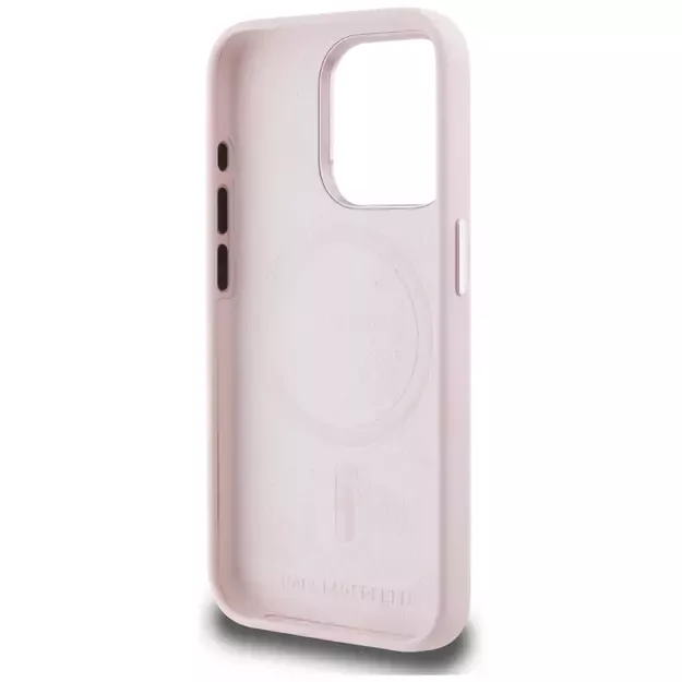 Karl Lagerfeld Silicone Shadow Metal Initial MagSafe Case for iPhone 15 Pro Max Pink 13