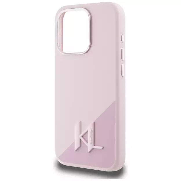 Karl Lagerfeld Silicone Shadow Metal Initial MagSafe Case for iPhone 15 Pro Max Pink 12