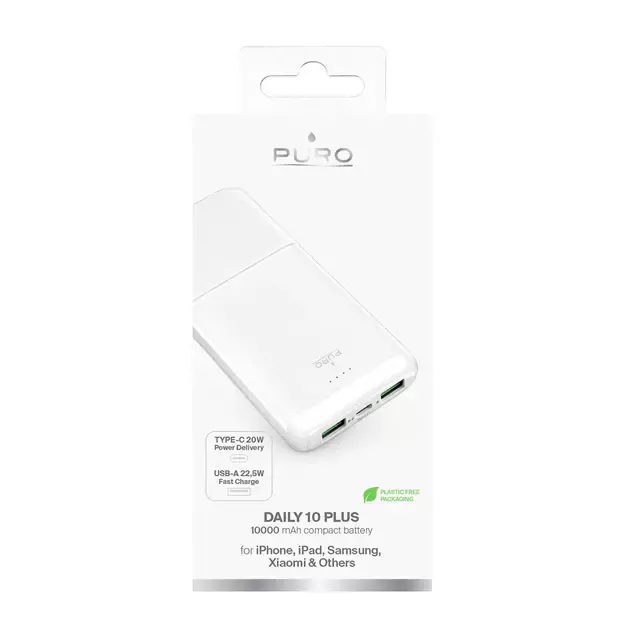 Powerbank Puro DAILY 10 PLUS 10000mAh 2x USBA / 1x USB-C 22.5W - white 4