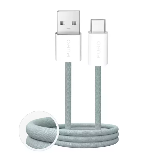 Puro Fabrik 2.0 10W USB-A - USB-C Braided Cable 1.5m - Green