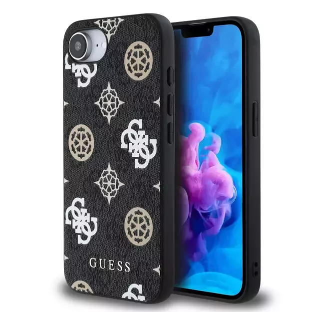 Guess PU 4G Peony case with MagSafe for iPhone 16e - black