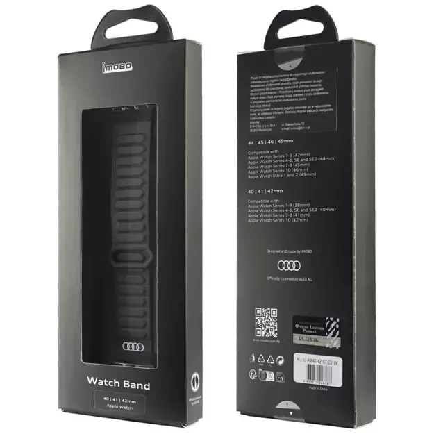 Audi Logo Synthetic Leather Magnetic Ring Strap for Apple Watch 40/41/42 mm - Black 3