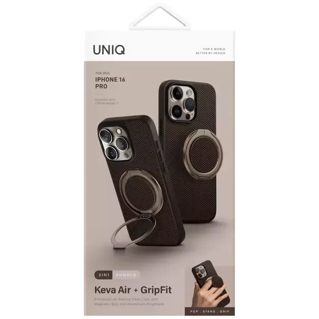 Uniq Keva Air Magclick Charging GripFit Case for iPhone 16 Pro - Brown 5