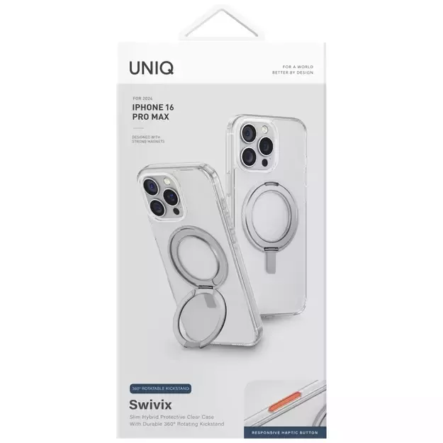 Uniq Swivix 360 Rotating Kickstand Case for iPhone 16 Pro Max - Clear 3