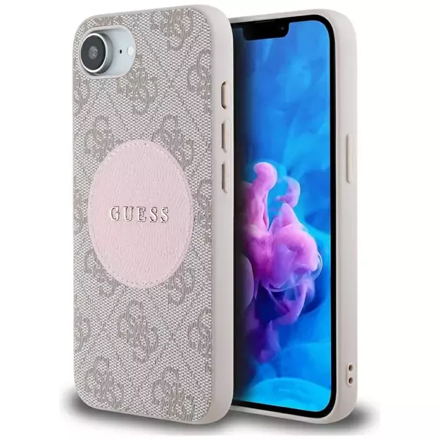 Guess 4G Circle Classic Logo MagSafe case for iPhone 16e - pink
