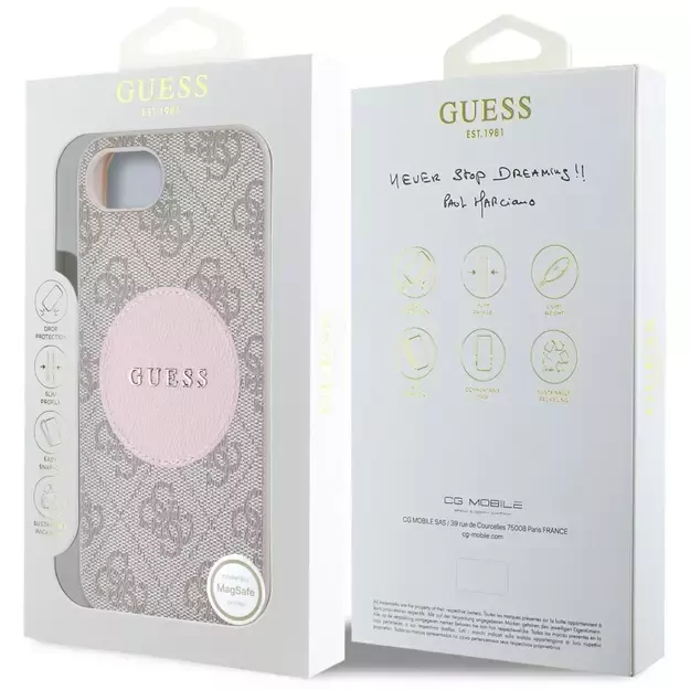 Guess 4G Circle Classic Logo MagSafe case for iPhone 16e - pink 7