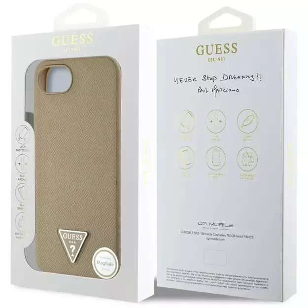 Guess Grained Triangle MagSafe case for iPhone 16e - brown 7