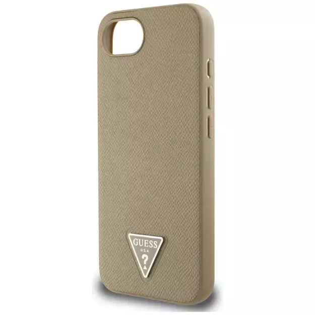 Guess Grained Triangle MagSafe case for iPhone 16e - brown 1