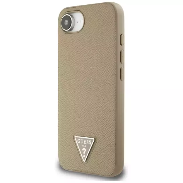 Guess Grained Triangle MagSafe case for iPhone 16e - brown 2