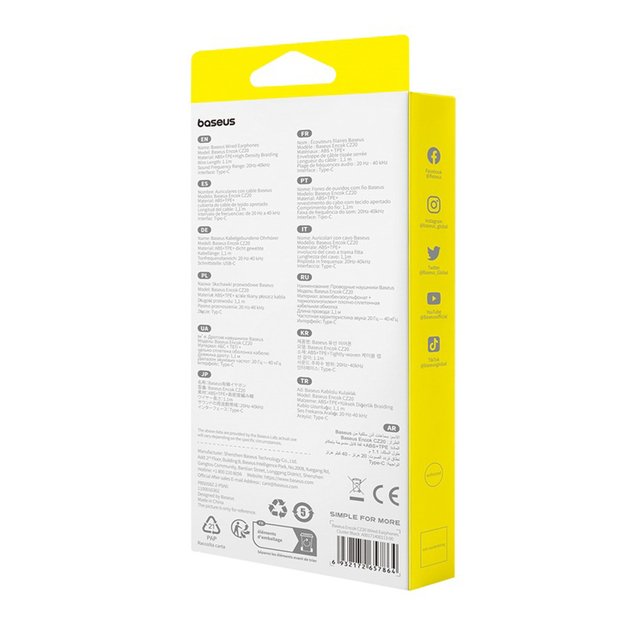 Baseus Encok CZ20 In-Ear Wired USB-C Headphones - Black 5