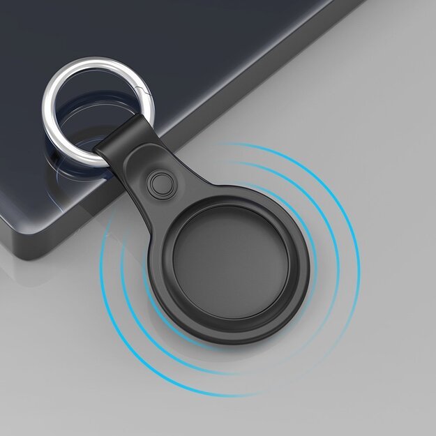 Dux Ducis 4pcs set Silicone flexible cover keychain loop case for Apple AirTag (Black / Green / Pink / Blue) 13