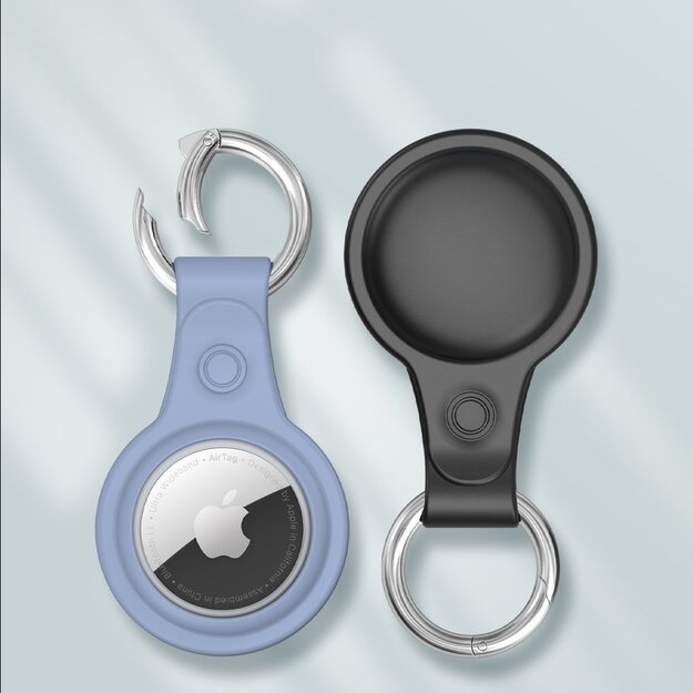 Dux Ducis 4pcs set Silicone flexible cover keychain loop case for Apple AirTag (Black / Green / Pink / Blue) 11