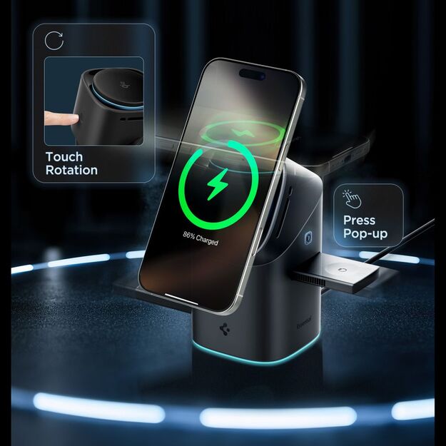 Spigen Essential EF223MS 3-in-1 QI2 Wireless Charger - Black 1