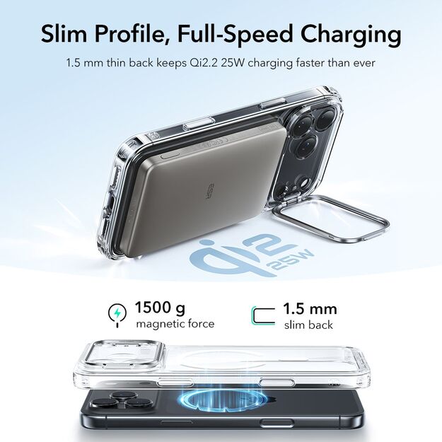 ESR Classic Hybrid Kickstand MagSafe Case for iPhone 17 Pro Max - Clear 3