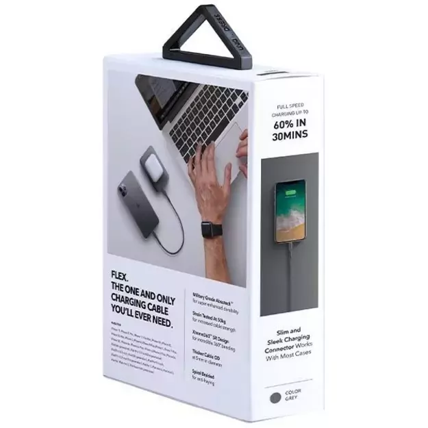 Uniq Flex USB-C / Lightning 18W nylon cable 30 cm - gray 2