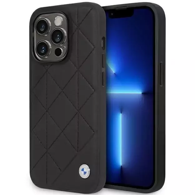 Case BMW BMHCP14L22RQDK iPhone 14 Pro 6.1&quot  black/black Leather Quilted
