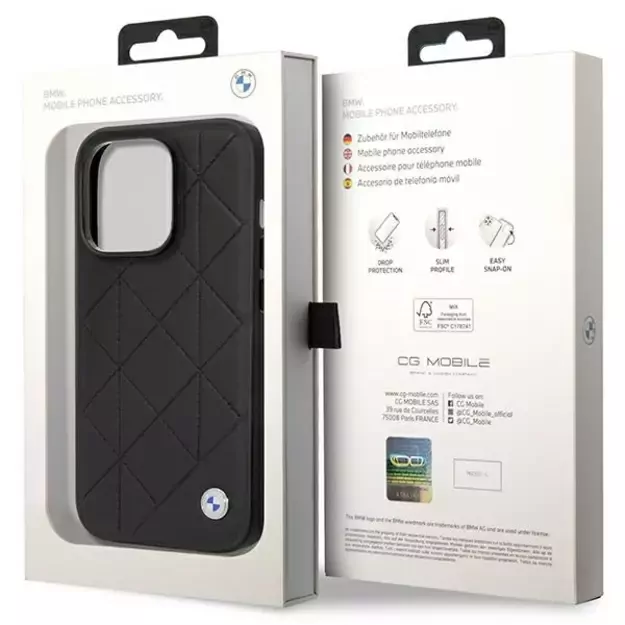 Case BMW BMHCP14L22RQDK iPhone 14 Pro 6.1&quot  black/black Leather Quilted 7