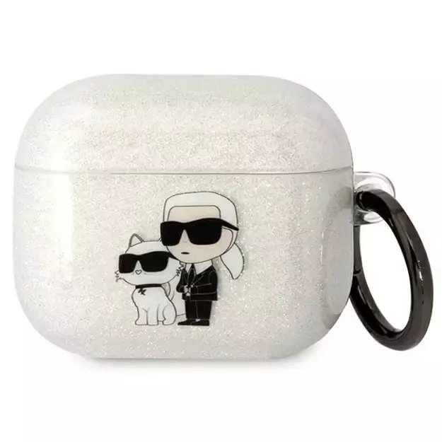 Karl Lagerfeld KLA3HNKCTGT Airpods 3 cover transparent Gliter Karl&amp Choupette
