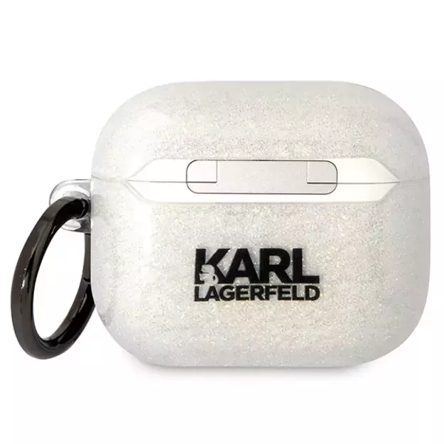 Karl Lagerfeld KLA3HNKCTGT Airpods 3 cover transparent Gliter Karl&amp Choupette 1