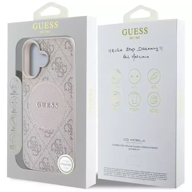 Guess 4G Circle Classic Logo MagSafe iPhone 16 Case - Pink 7