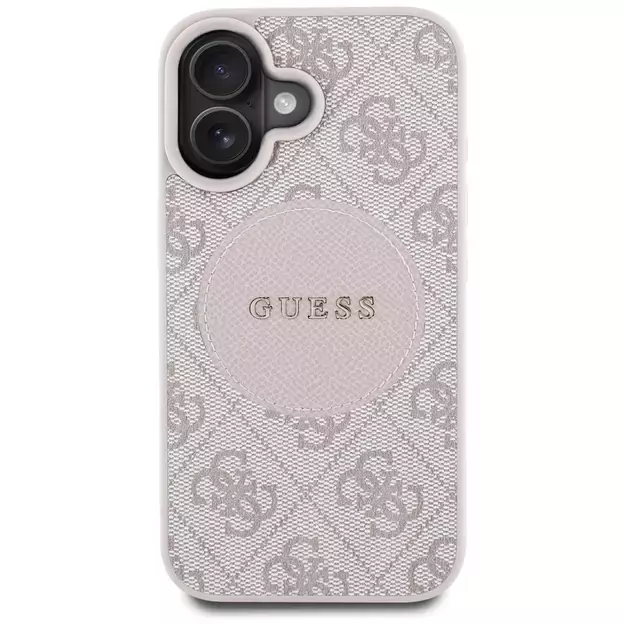 Guess 4G Circle Classic Logo MagSafe iPhone 16 Case - Pink 2