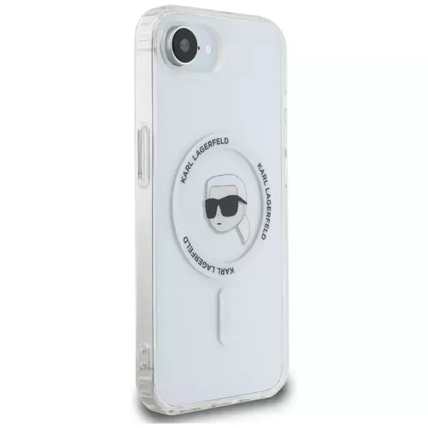 Karl Lagerfeld IML Metal Karl Head MagSafe Case for iPhone 16e White 3
