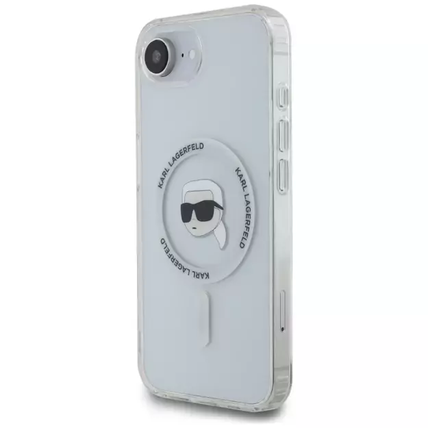Karl Lagerfeld IML Metal Karl Head MagSafe Case for iPhone 16e White 1